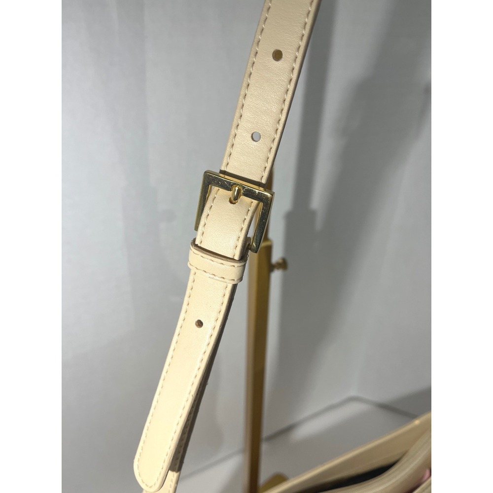 Etienne Aigner Shoulder Bag Women Medium Cream Straw Leather Logo Vintage Summer - Picture 5 of 16